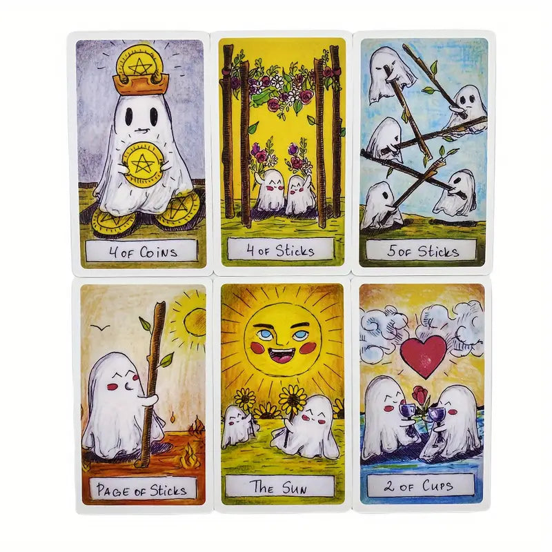 Cute & Spooky Illustrated Ghost Tarot Cards