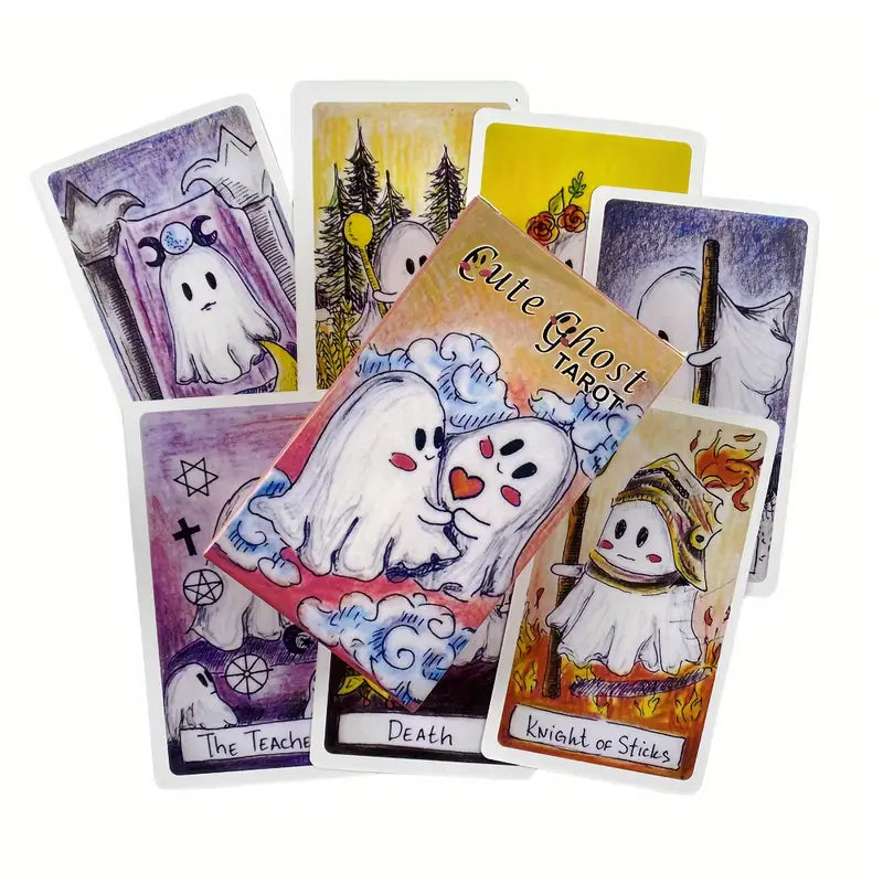 Cute & Spooky Illustrated Ghost Tarot Cards